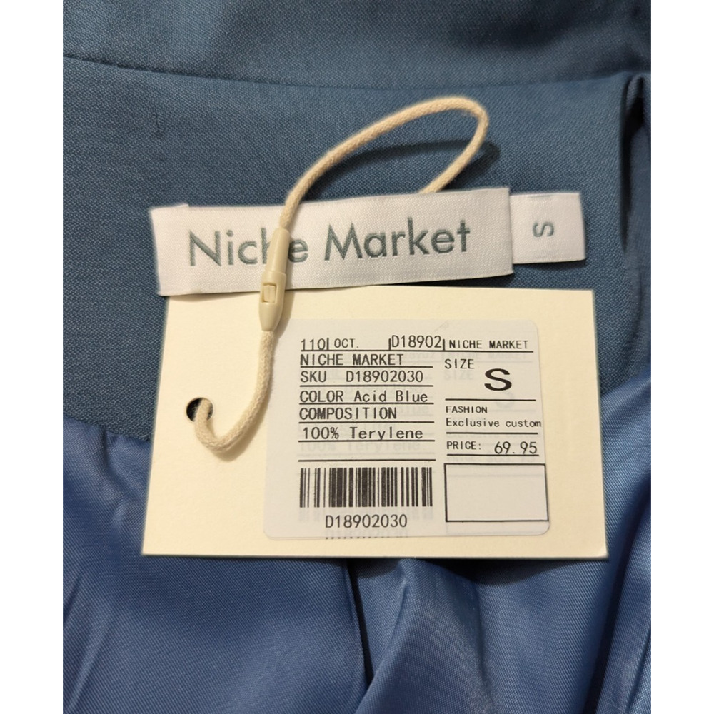 New Niche Market sz S Blazer Jacket acid blue lined buttons long sleeves 2357 - Picture 3 of 4